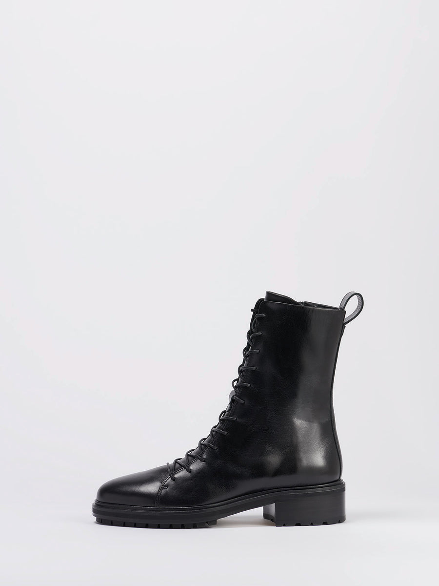 Isa Leather Lace-Up Ankle Boots