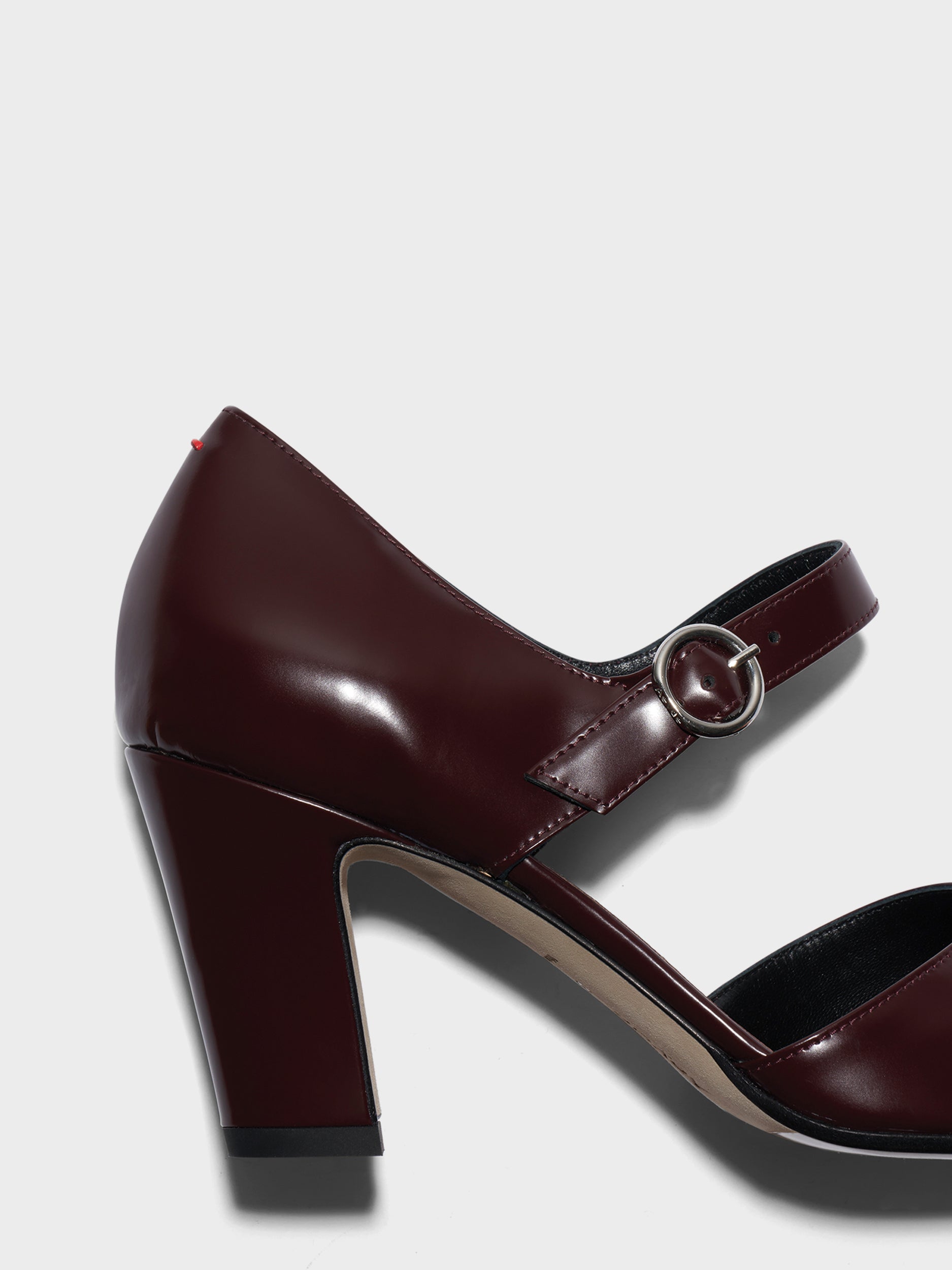 Aeyde | Isidora Mary-Jane Pumps Leather Pumps for Women | Port Polido | Square Toe | High Heel | Heel Details