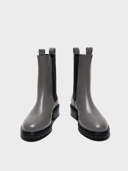 Aeyde | Jack Leather Ankle Boots Leather Ankle Boots for Women | Taupe Calf | Round Toe | Low Heel | Front View