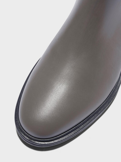 Aeyde | Jack Leather Ankle Boots Leather Ankle Boots for Women | Taupe Calf | Round Toe | Low Heel | Heel Details