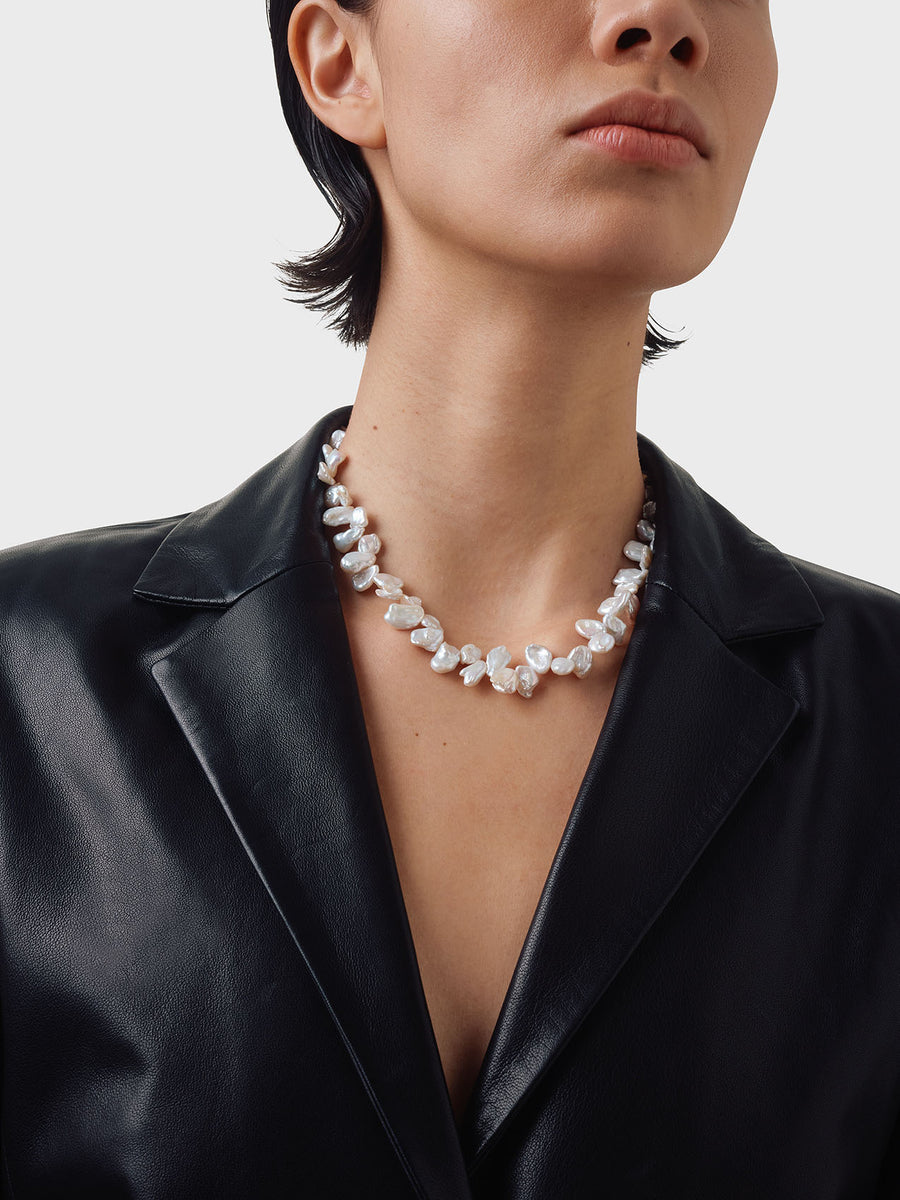 Joss Pearl and Palladium-Plated Necklace