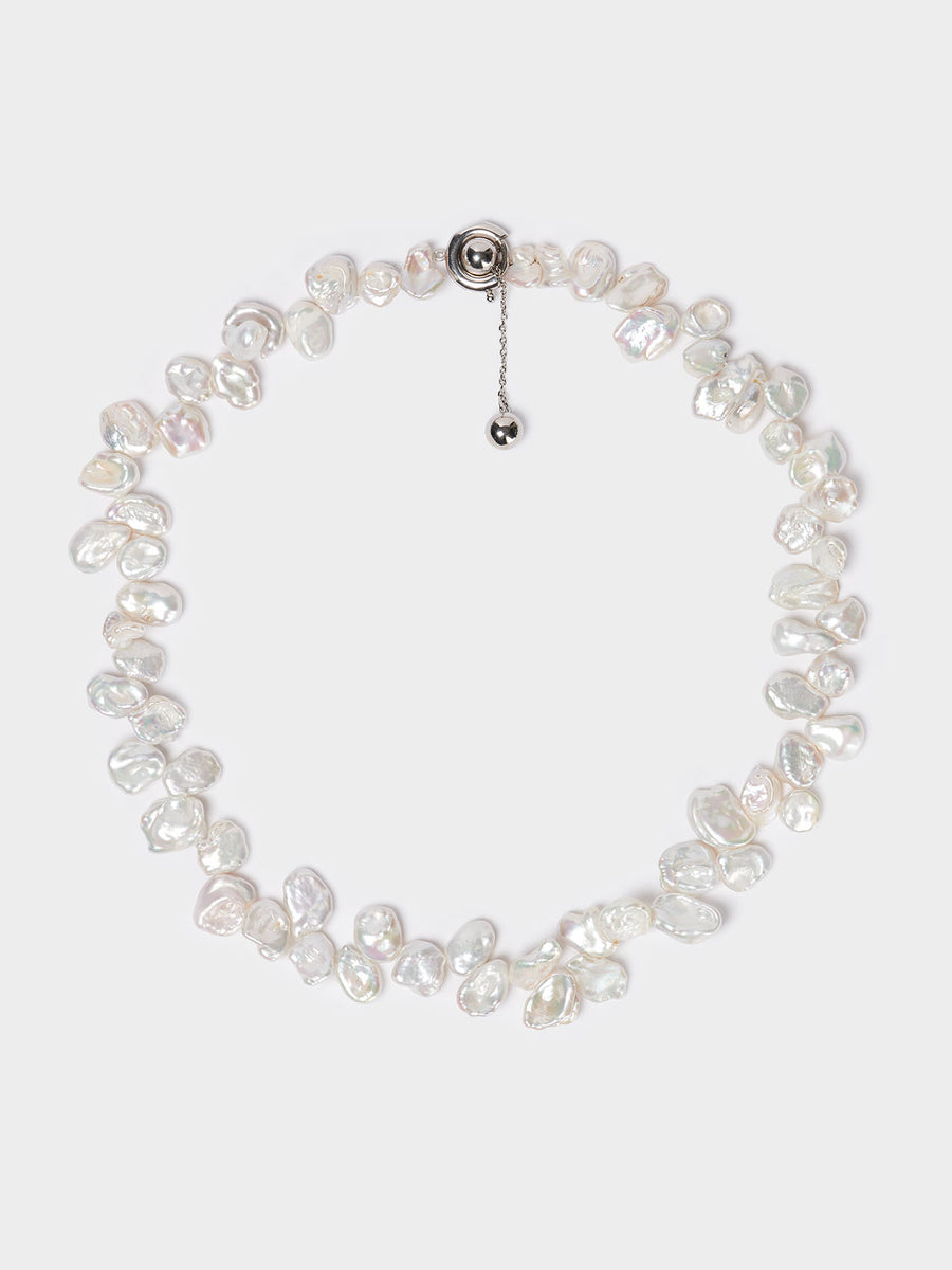 Joss Pearl and Palladium-Plated Necklace