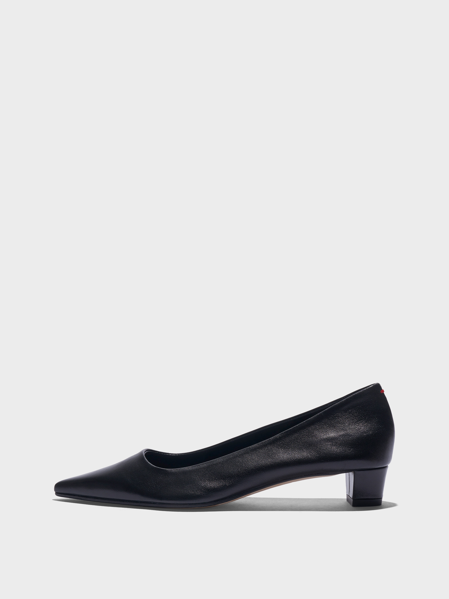 Aeyde | Judi Suede Pointed Pumps Leather Pumps for Women | Black Nappa | Pointed Toe | Low Heel | Side View