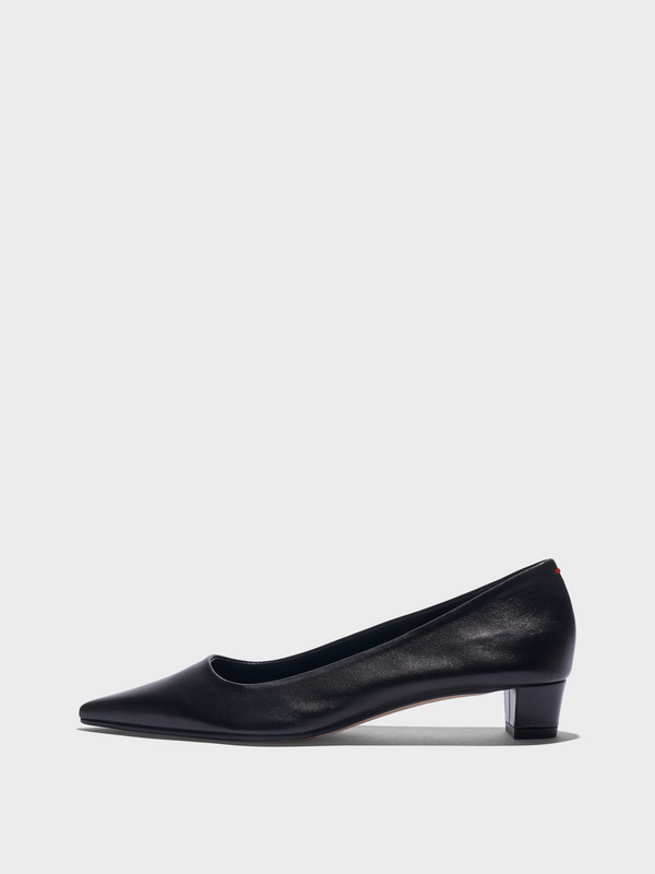Aeyde | Judi Pointed Pumps Leather Pumps for Women | Black Nappa | Pointed Toe | Low Heel | Side View