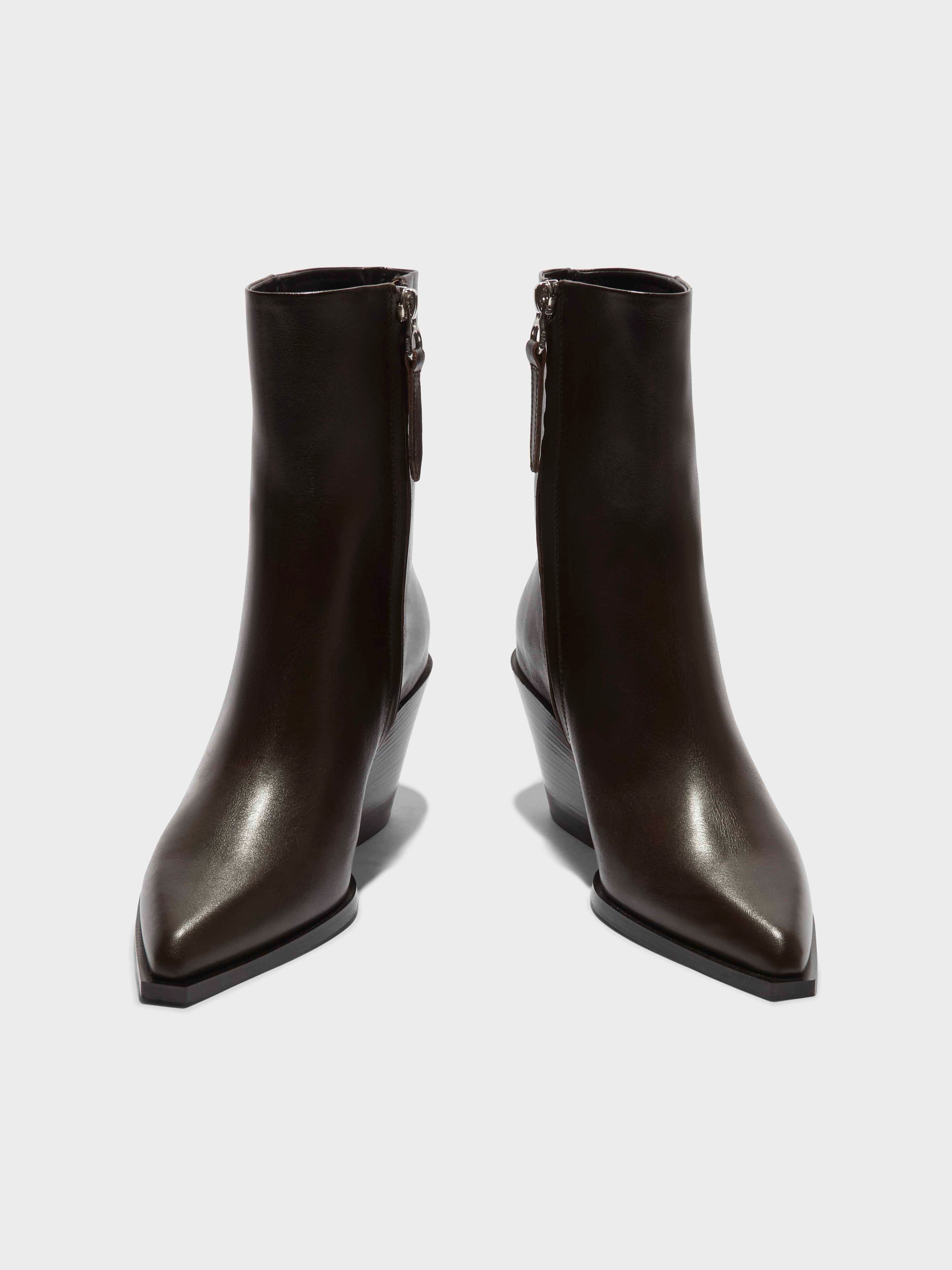 Kara Leather Cowboy Ankle Boots - Image 5