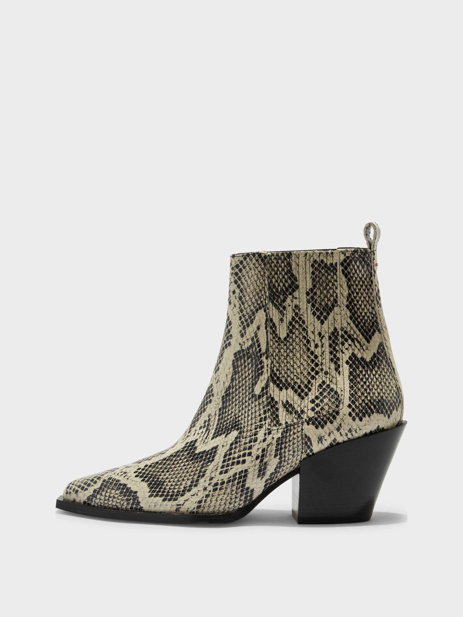 Aeyde ALLEGRA Creamy Snake Block Heel Ankle Boot