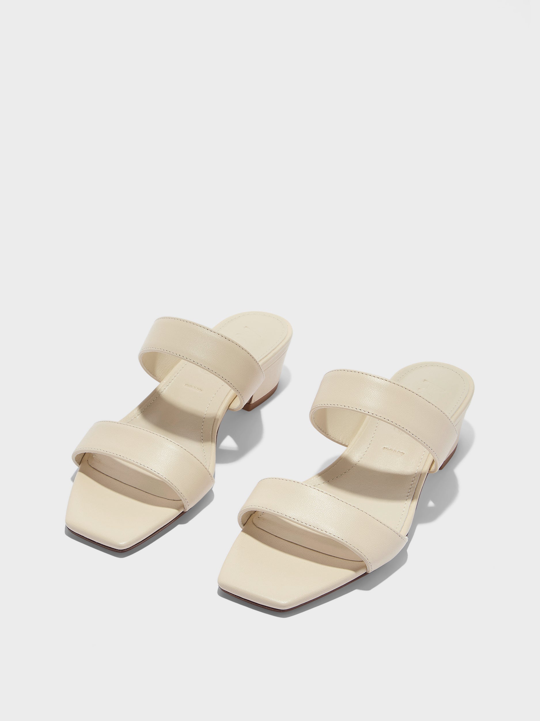 Aeyde | Kemi Leather Heeled Sandals for Women | Creamy Nappa | Square Toe | Mid Heel | Luxury Materials | Handmade in Italy
