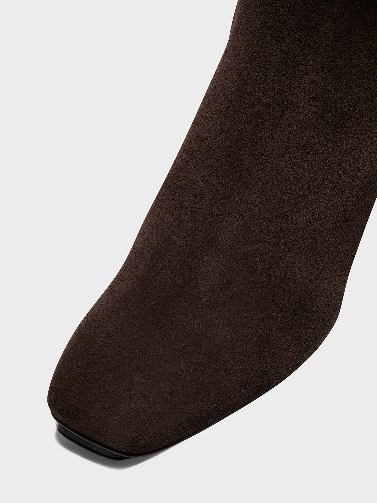 Aeyde | Laura Suede Knee-High Boots Leather Knee High Boots for Women | Moka Suede | Square Toe | Mid Heel | Luxury Materials | Handmade in Italy