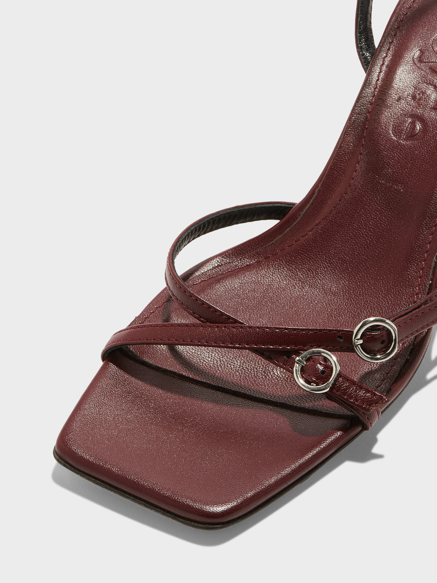 Libby Leather Kitten-Heel Sandals
