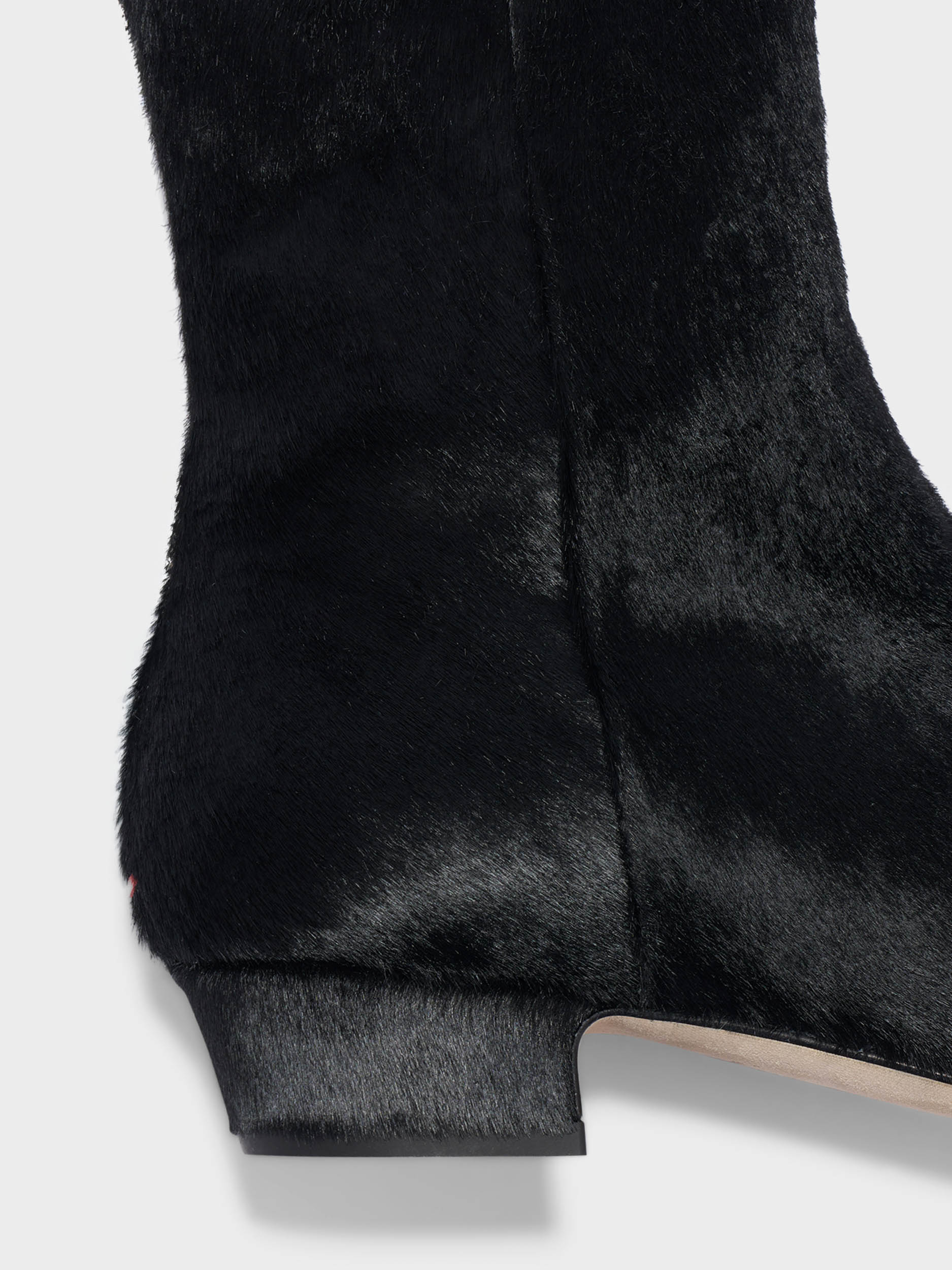 Aeyde | Lilia Pony Hair Ankle Boots Leather Ankle Boots for Women | Black Ponyhair | Square Toe | Low Heel | Luxury Materials | Handmade in Italy