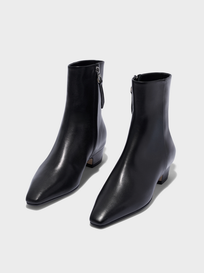 Aeyde | Lilia Leather Ankle Boots Leather Ankle Boots for Women | Black Calf | Square Toe | Low Heel | Luxury Materials | Handmade in Italy