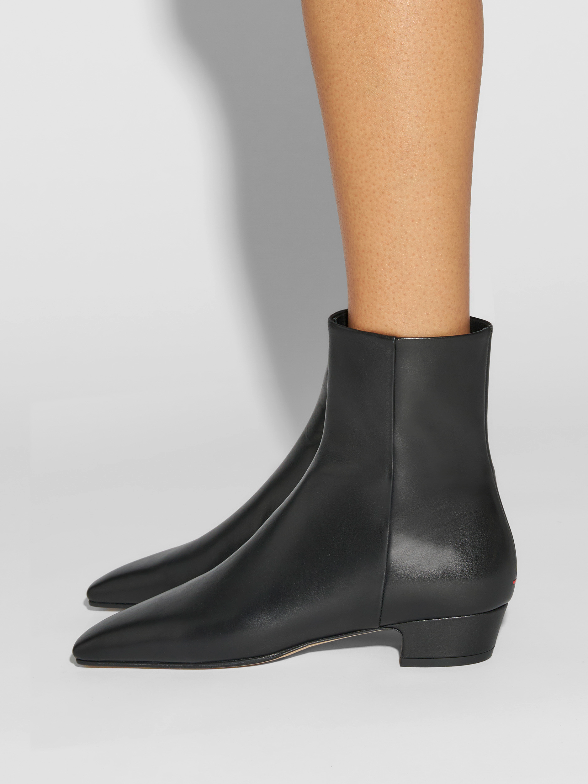 Aeyde | Lilia Leather Ankle Boots Leather Ankle Boots for Women | Black Calf | Square Toe | Low Heel | How to Style
