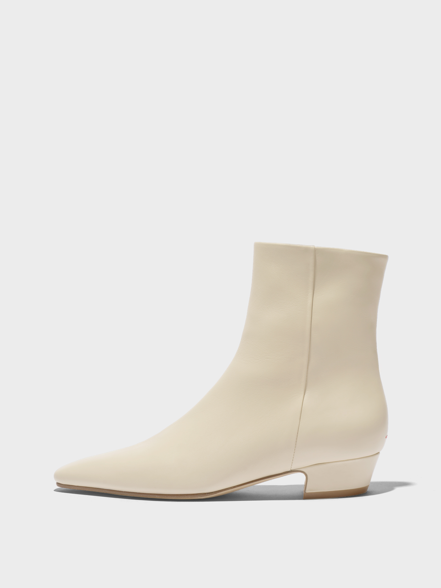 Aeyde | Lilia Leather Ankle Boots Leather Ankle Boots for Women | Creamy Calf | Square Toe | Low Heel | Side View