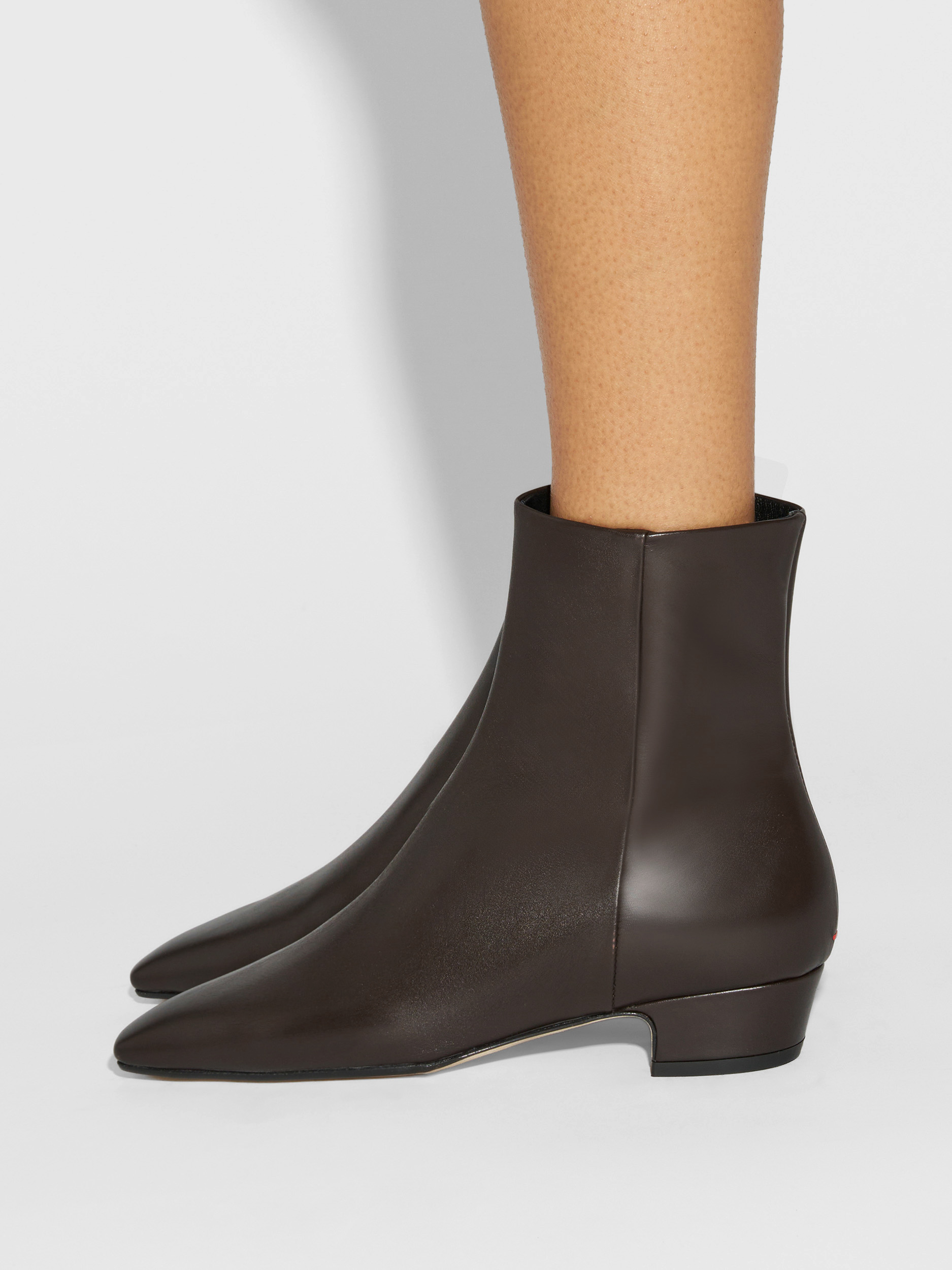 Aeyde | Lilia Leather Ankle Boots Leather Ankle Boots for Women | Moka Calf | Square Toe | Low Heel | How to Style