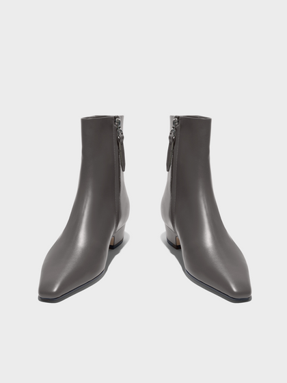 Aeyde | Lilia Leather Ankle Boots Leather Ankle Boots for Women | Taupe Calf | Square Toe | Low Heel | Front View