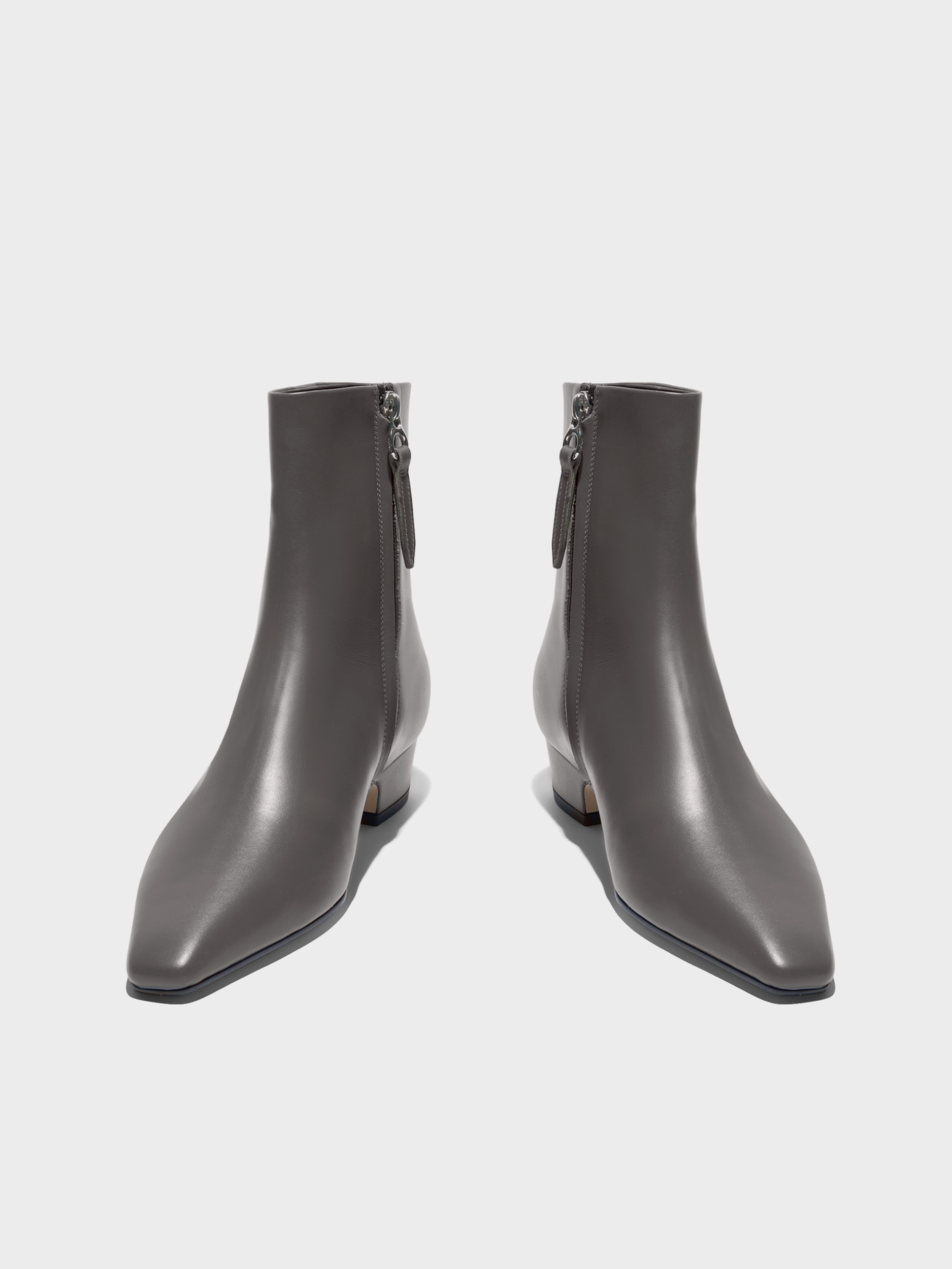 Aeyde | Lilia Leather Ankle Boots Leather Ankle Boots for Women | Taupe Calf | Square Toe | Low Heel | Heel Details