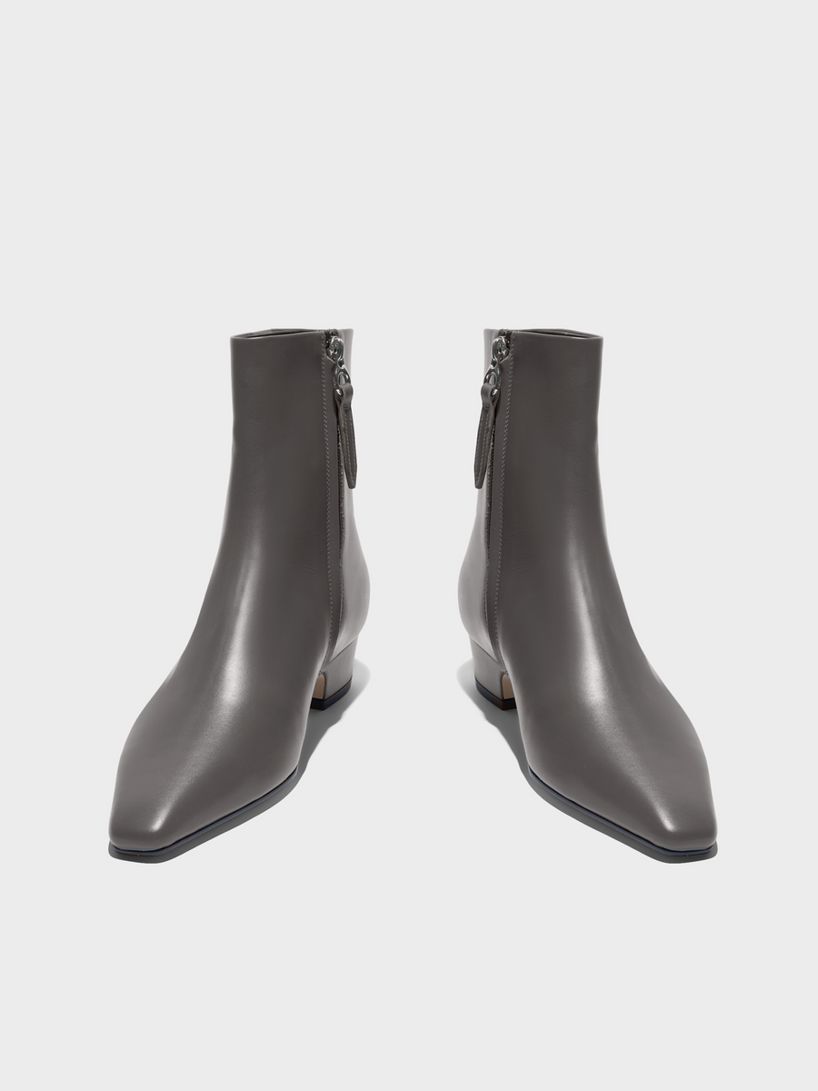 Aeyde | Lilia Leather Ankle Boots Leather Ankle Boots for Women | Taupe Calf | Square Toe | Low Heel | Heel Details