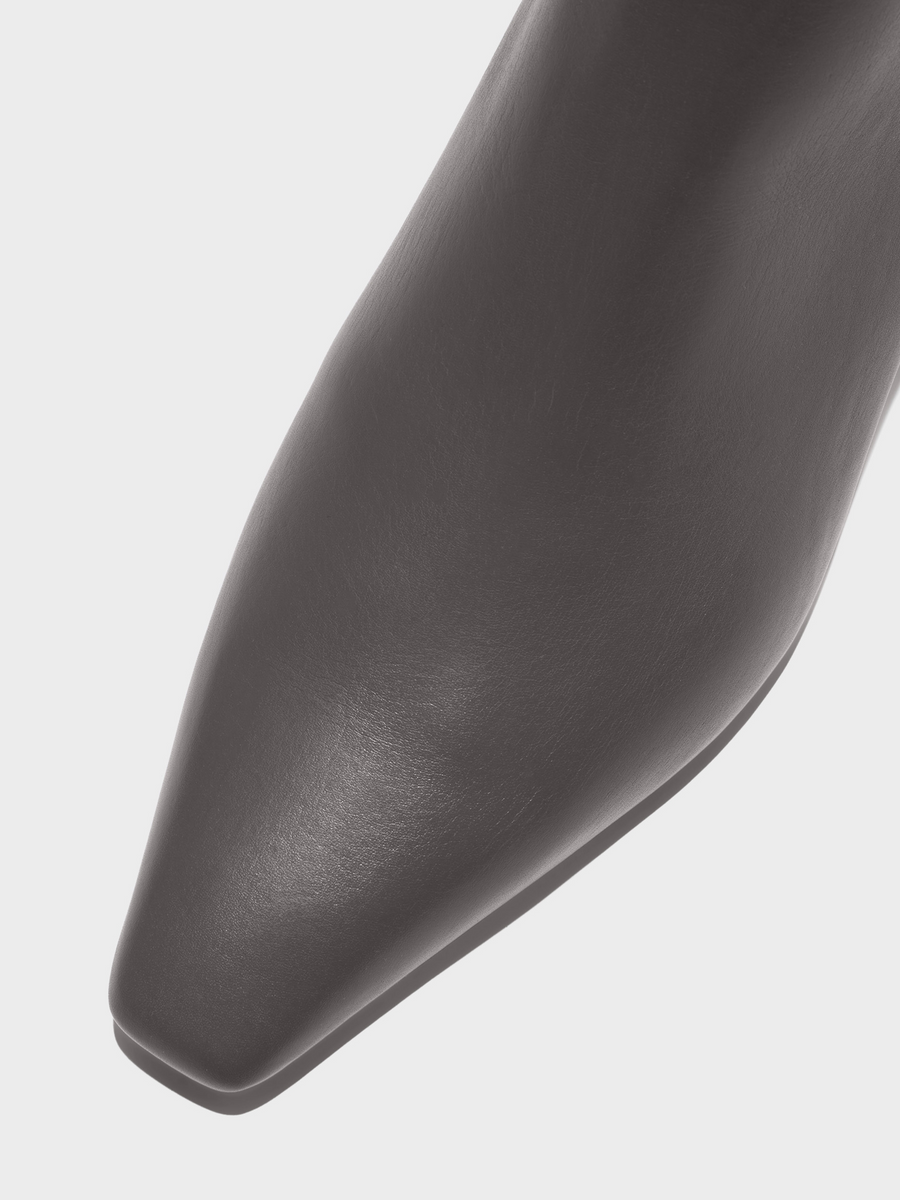Aeyde | Lilia Leather Ankle Boots Leather Ankle Boots for Women | Taupe Calf | Square Toe | Low Heel | Heel Details
