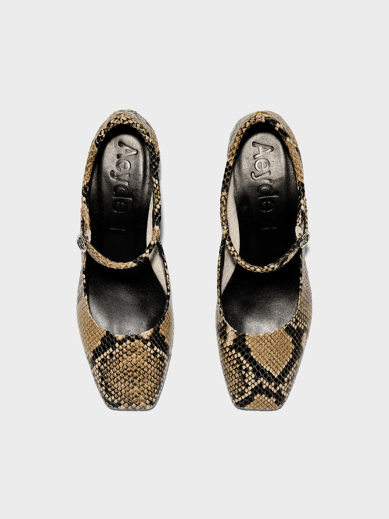 Lina Snake Print Mary-Janes