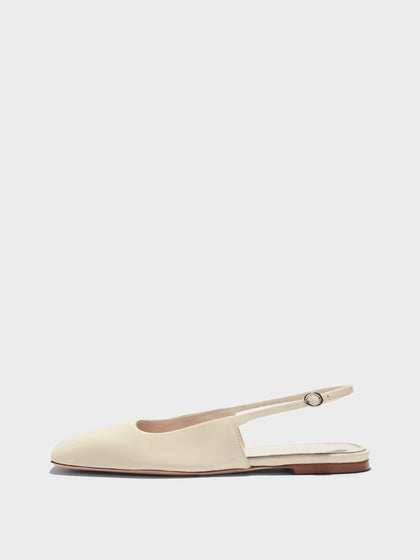 Aeyde | Liya Leather Flats for Women | Creamy Nappa | Square Toe | Flat Heel | Side View
