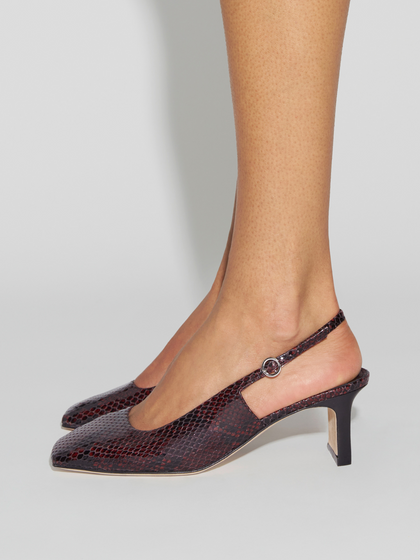 Aeyde | Liza Slingback Pumps Leather Pumps for Women | Port Snake | Square Toe | Mid Heel | How to Style