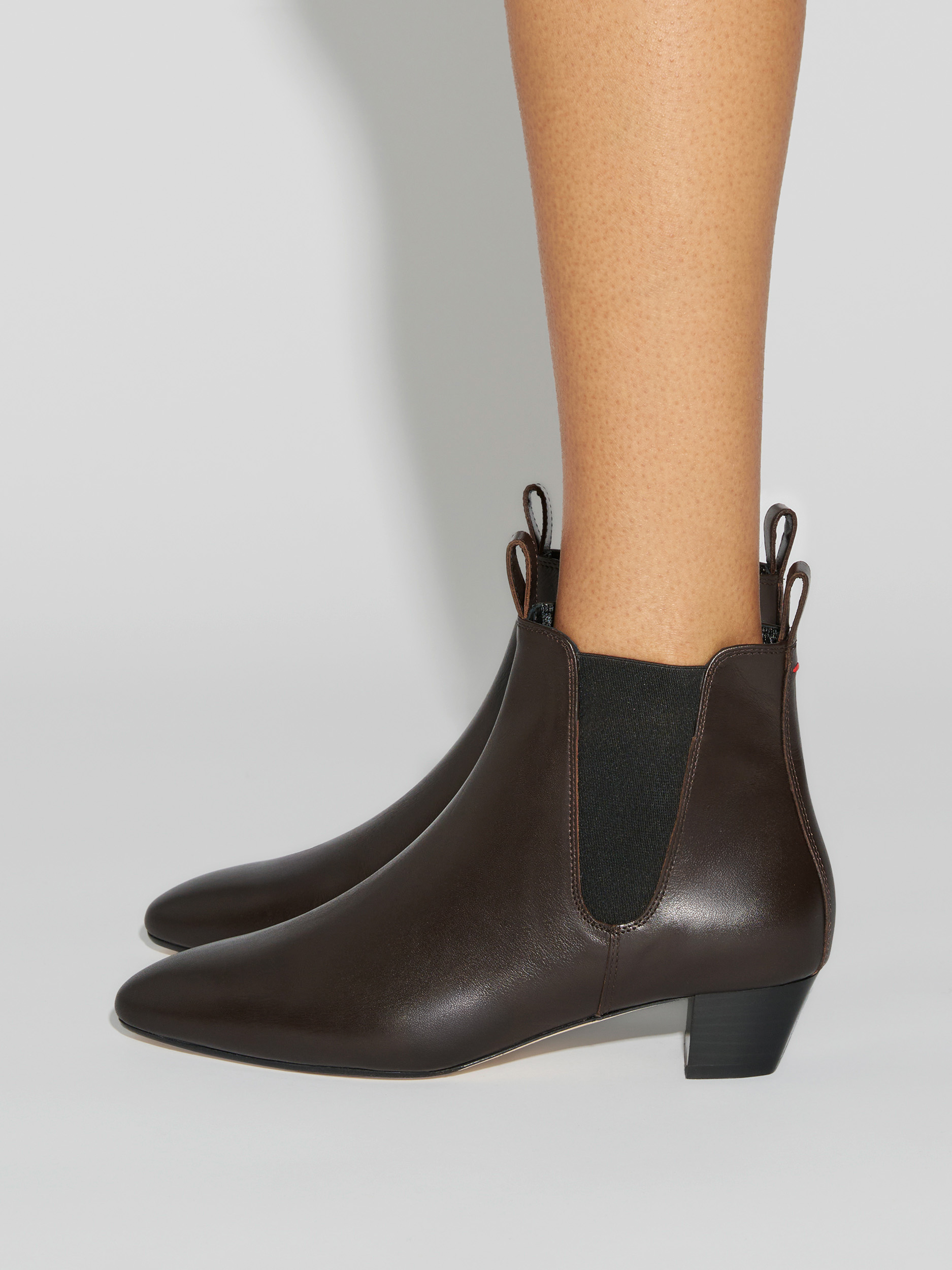 Aeyde | Malu Leather Ankle Boots Leather Ankle Boots for Women | Moka Calf | Round Toe | Low Heel | How to Style