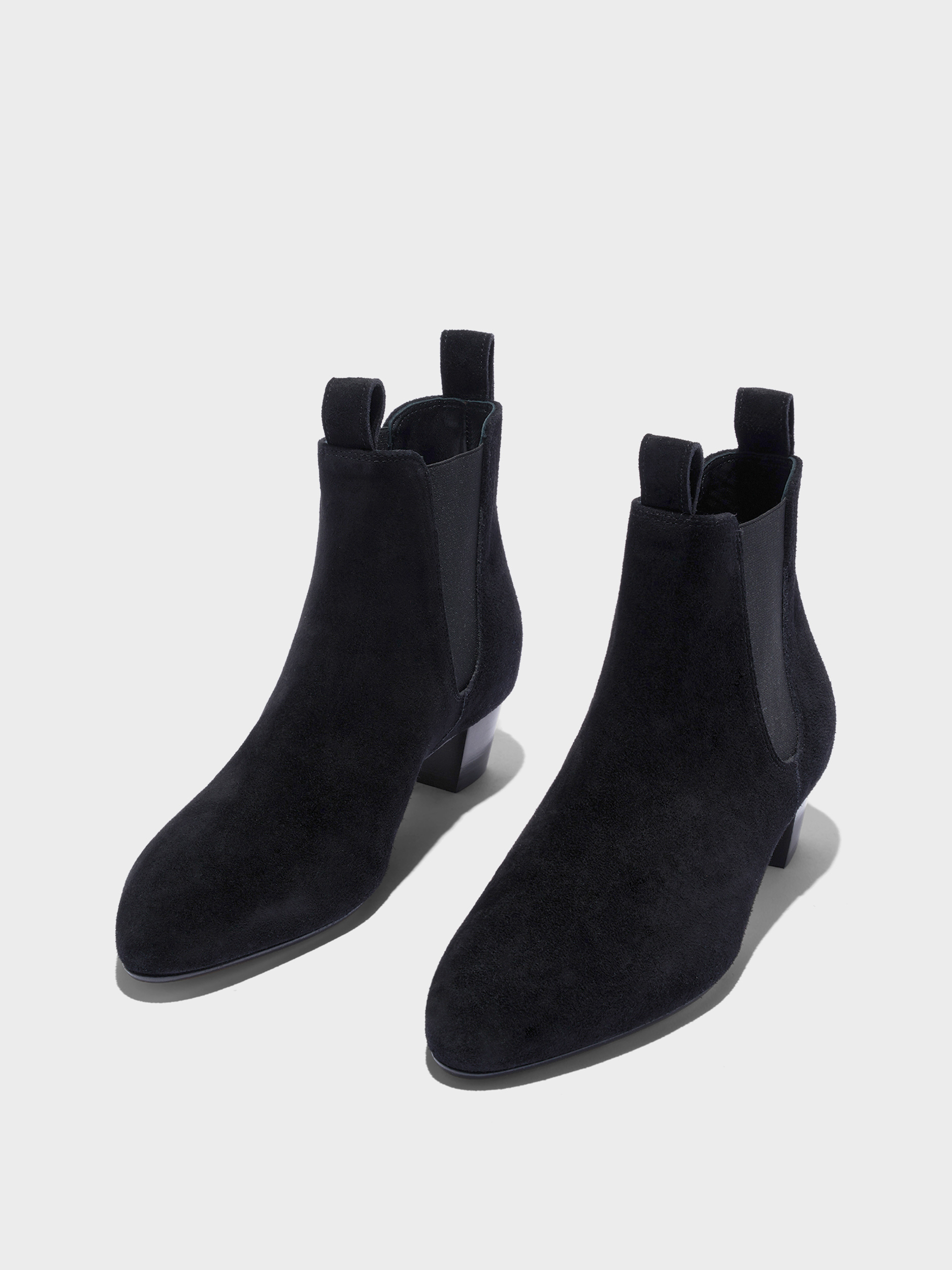 Aeyde | Malu Leather Ankle Boots Leather Ankle Boots for Women | Moka Suede | Round Toe | Low Heel | Luxury Materials | Handmade in Italy