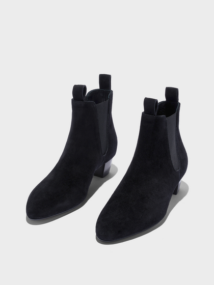 Aeyde | Malu Leather Ankle Boots Leather Ankle Boots for Women | Moka Suede | Round Toe | Low Heel | Luxury Materials | Handmade in Italy
