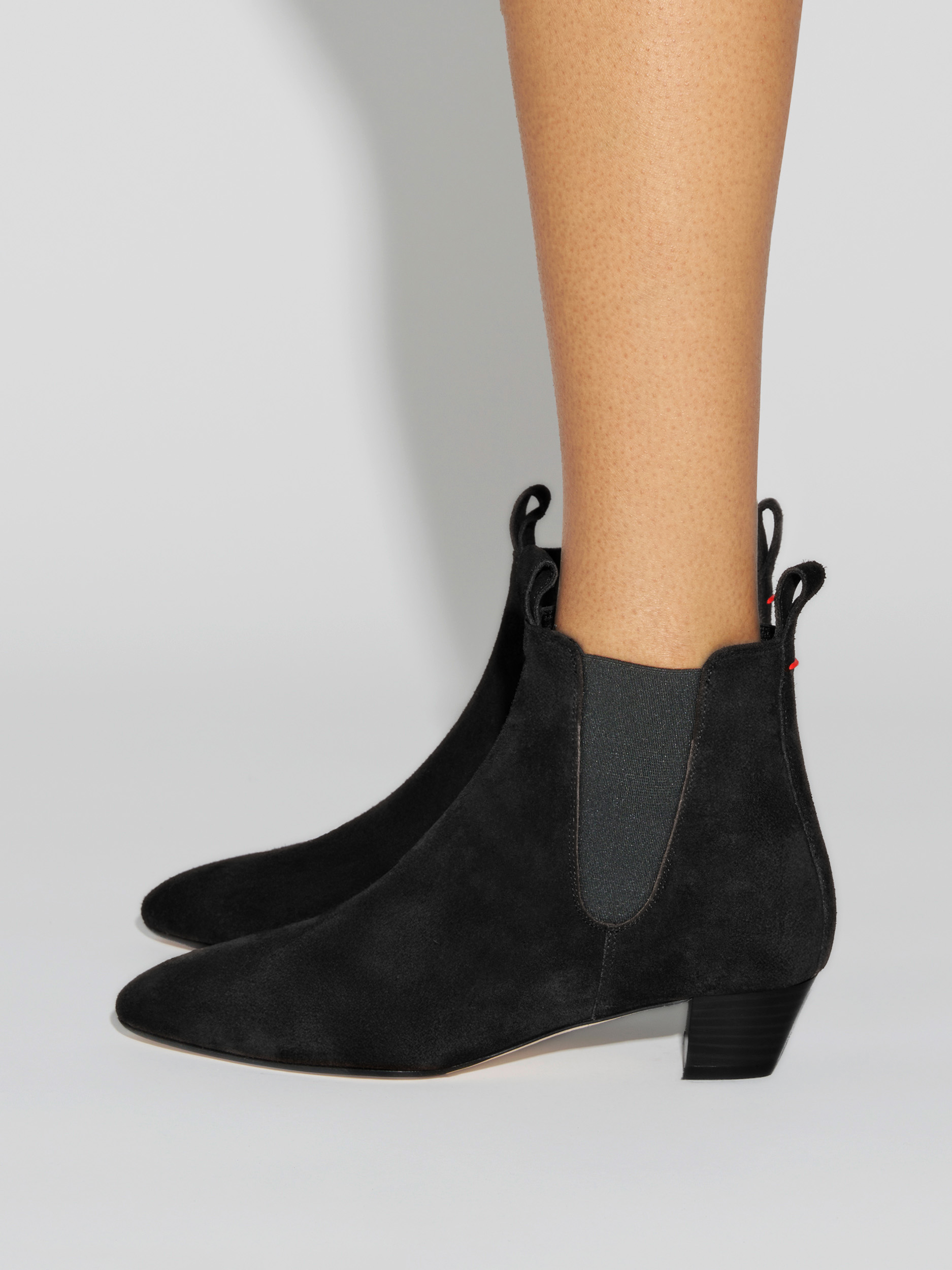 Aeyde | Malu Leather Ankle Boots Leather Ankle Boots for Women | Moka Suede | Round Toe | Low Heel | How to Style