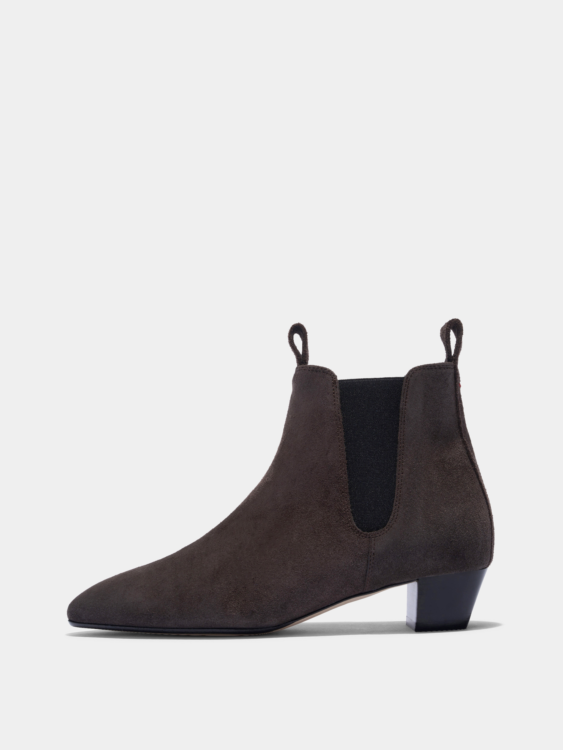Aeyde | Malu Leather Ankle Boots Leather Ankle Boots for Women | Moka Suede | Round Toe | Low Heel | Side View