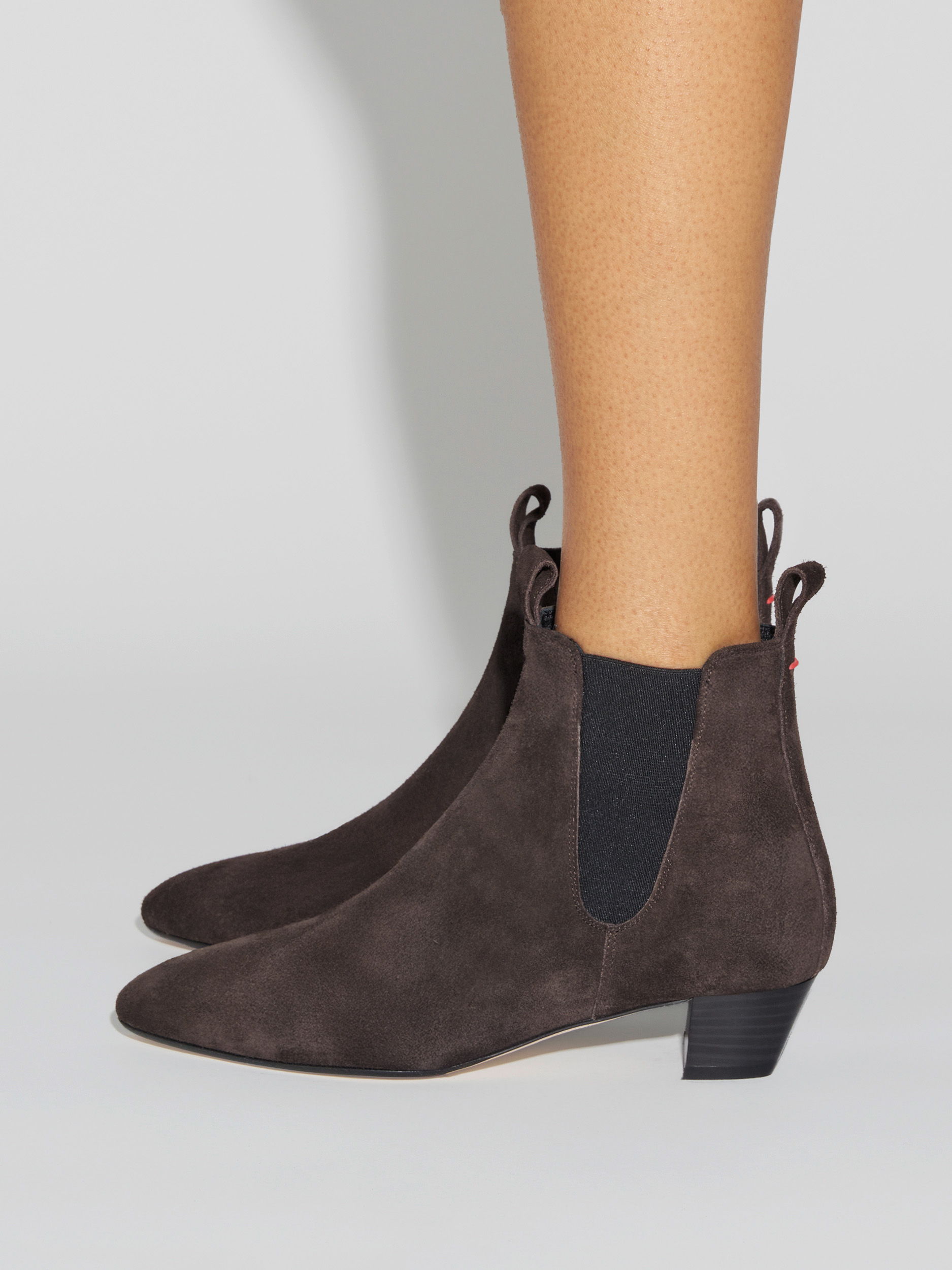 Aeyde | Malu Leather Ankle Boots Leather Ankle Boots for Women | Moka Suede | Round Toe | Low Heel | How to Style