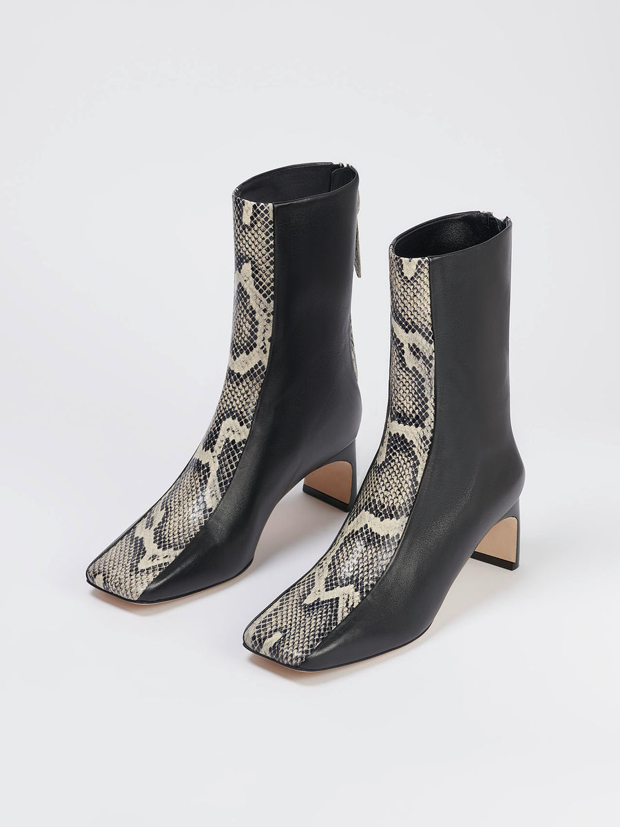 Manu Black/Creamy Calf/Snake