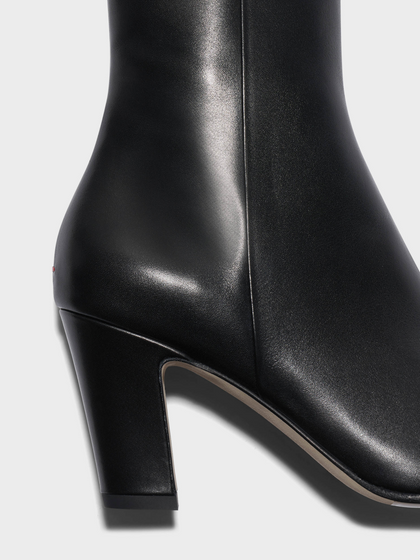 Aeyde | Maris Leather Ankle Boots Leather Ankle Boots for Women | Black Calf | Square Toe | High Heel | Front View