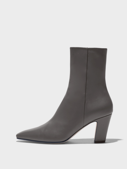 Aeyde | Maris Leather Ankle Boots Leather Ankle Boots for Women | Taupe Calf | Square Toe | High Heel | Side View