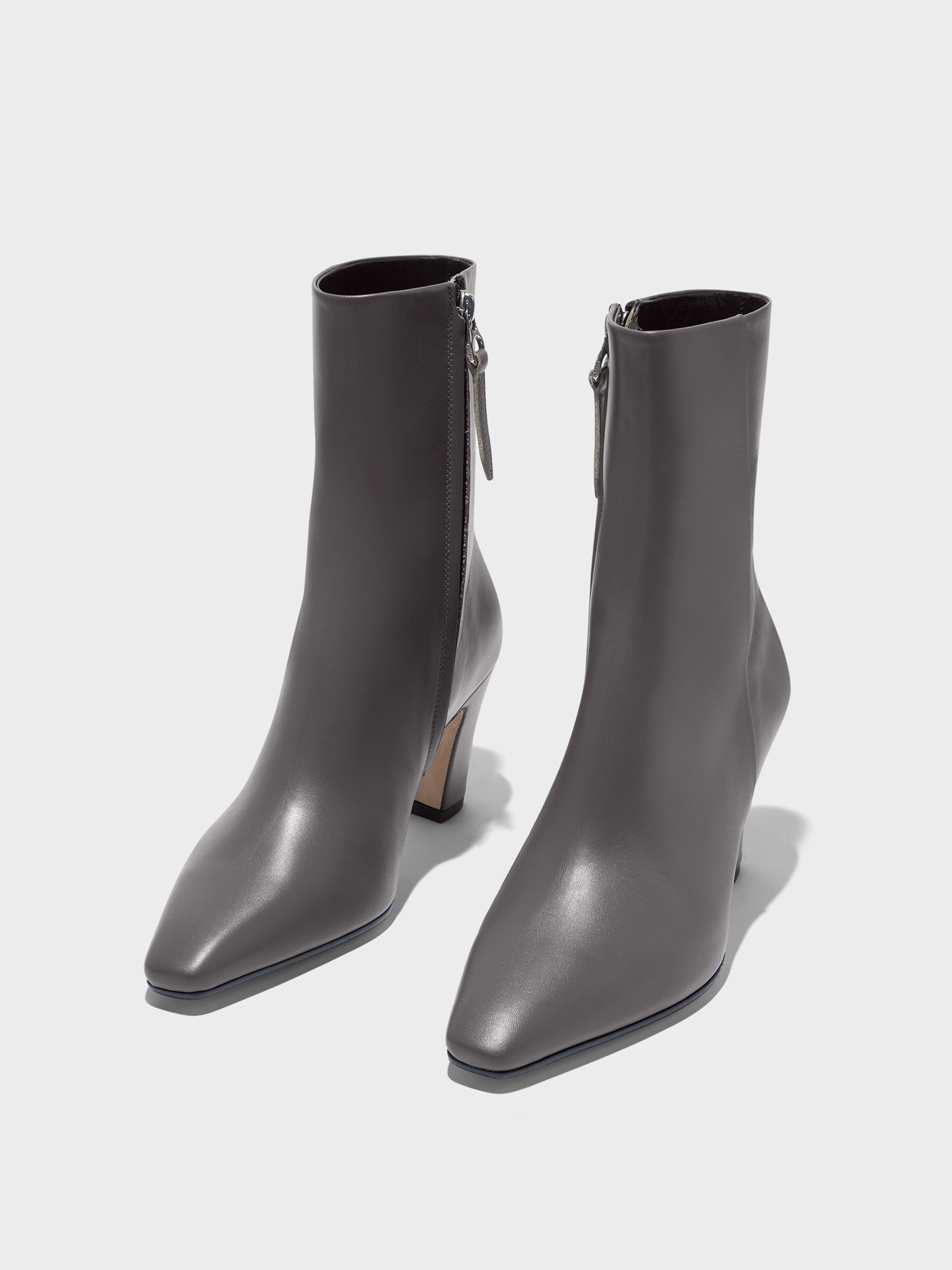 Aeyde | Maris Leather Ankle Boots Leather Ankle Boots for Women | Taupe Calf | Square Toe | High Heel | Luxury Materials | Handmade in Italy