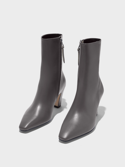 Aeyde | Maris Leather Ankle Boots Leather Ankle Boots for Women | Taupe Calf | Square Toe | High Heel | Luxury Materials | Handmade in Italy