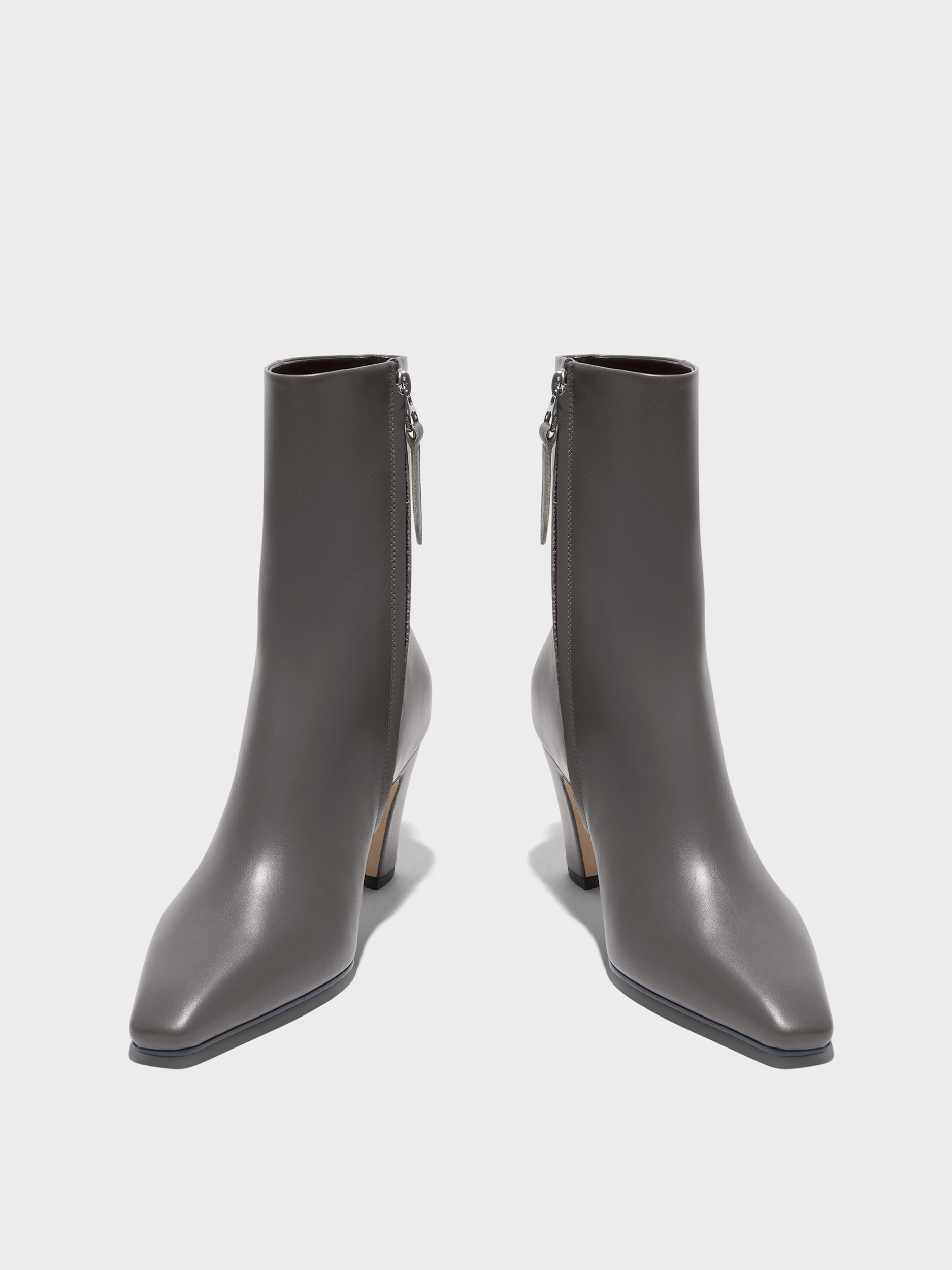 Aeyde | Maris Leather Ankle Boots Leather Ankle Boots for Women | Taupe Calf | Square Toe | High Heel | Heel Details