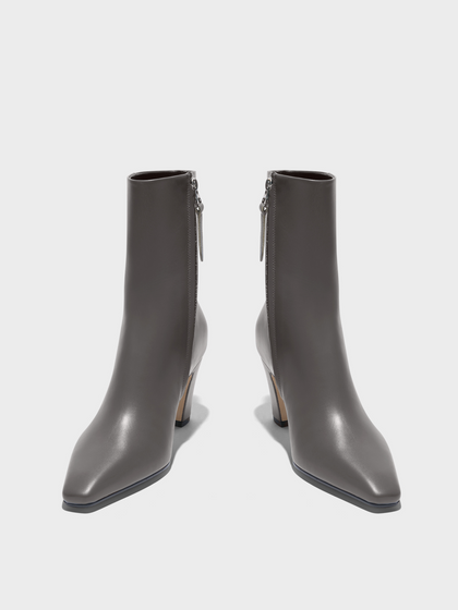 Aeyde | Maris Leather Ankle Boots Leather Ankle Boots for Women | Taupe Calf | Square Toe | High Heel | Heel Details