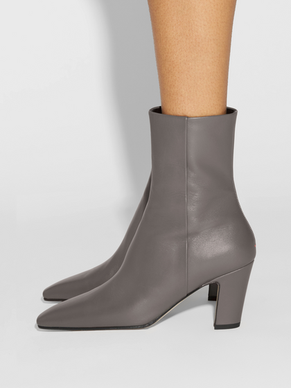 Aeyde | Maris Leather Ankle Boots Leather Ankle Boots for Women | Taupe Calf | Square Toe | High Heel | How to Style