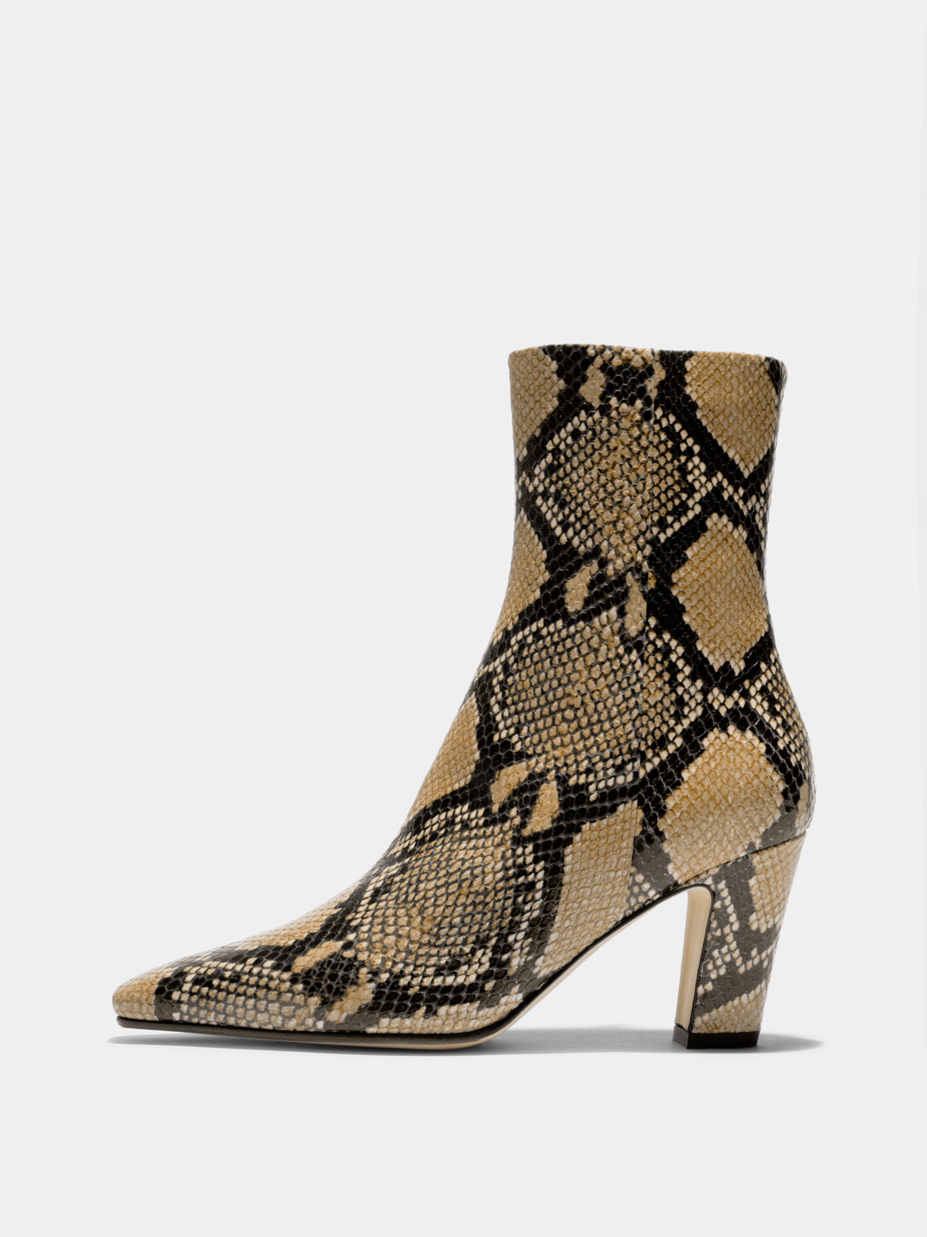 Aeyde | Maris Leather Ankle Boots Leather Ankle Boots for Women | Hazelnut Snake | Square Toe | High Heel | Side View