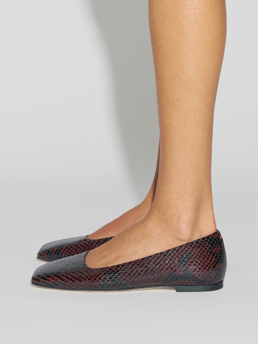 Aeyde | Matti Square-Toe Flats Leather Flats for Women | Port Snake | Square Toe | Flat Heel | How to Style