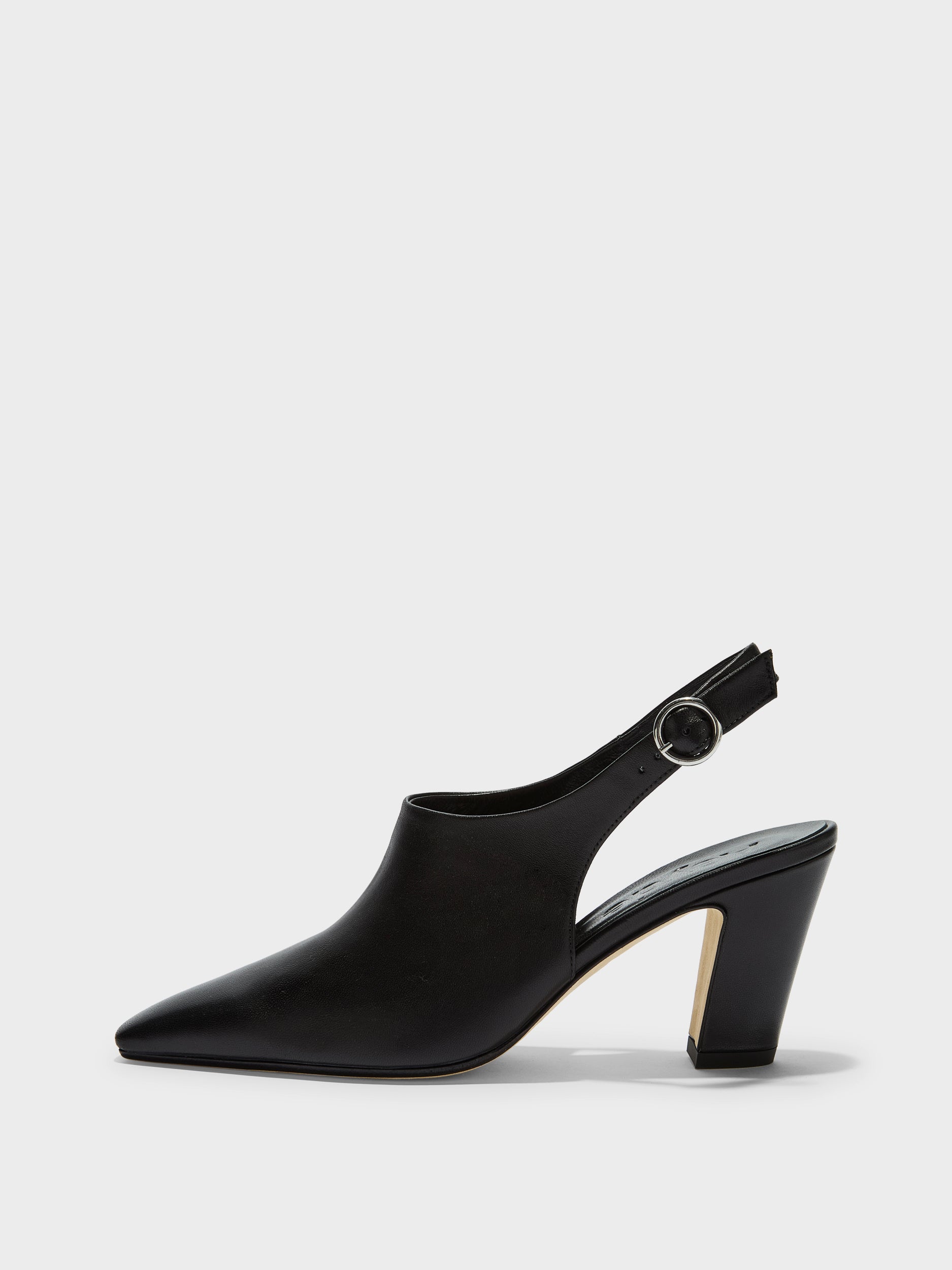 Aeyde | Maude Leather Pumps for Women | Black Nappa | Square Toe | High Heel | Side View