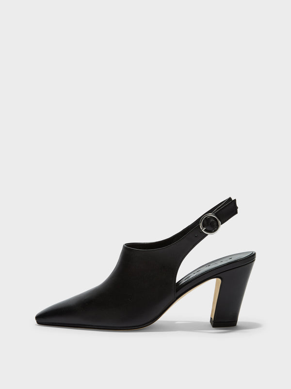 Aeyde | Maude Leather Pumps for Women | Black Nappa | Square Toe | High Heel | Side View
