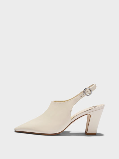 Aeyde | Maude Leather Pumps for Women | Creamy Nappa | Square Toe | High Heel | Side View