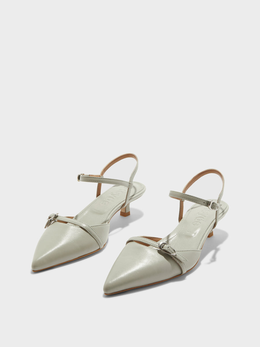 Melia Leather Kitten-Heel Pumps