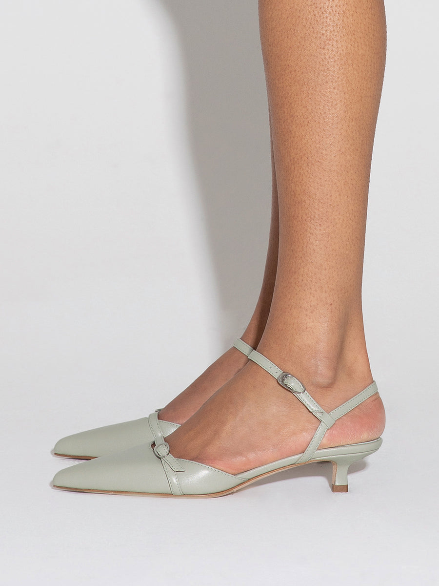 Melia Leather Kitten-Heel Pumps