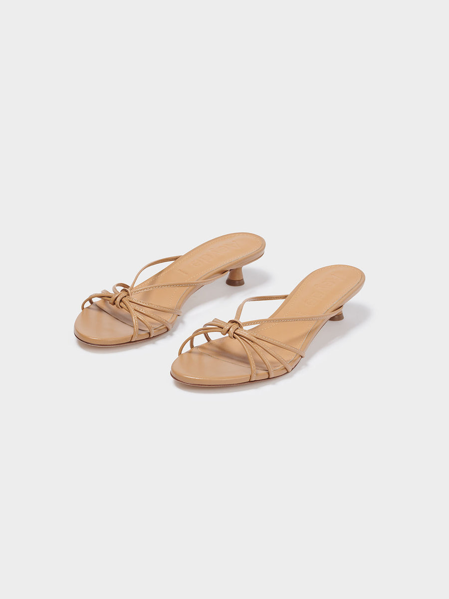 Milla Leather Kitten-Heel Sandals