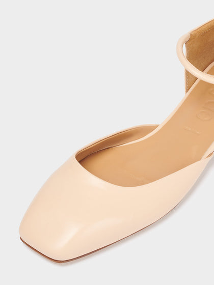 Aeyde | Miri Leather Mary-Jane Flats Leather Flats for Women | Peach Nappa | Square Toe | Flat Heel | Luxury Materials | Handmade in Italy