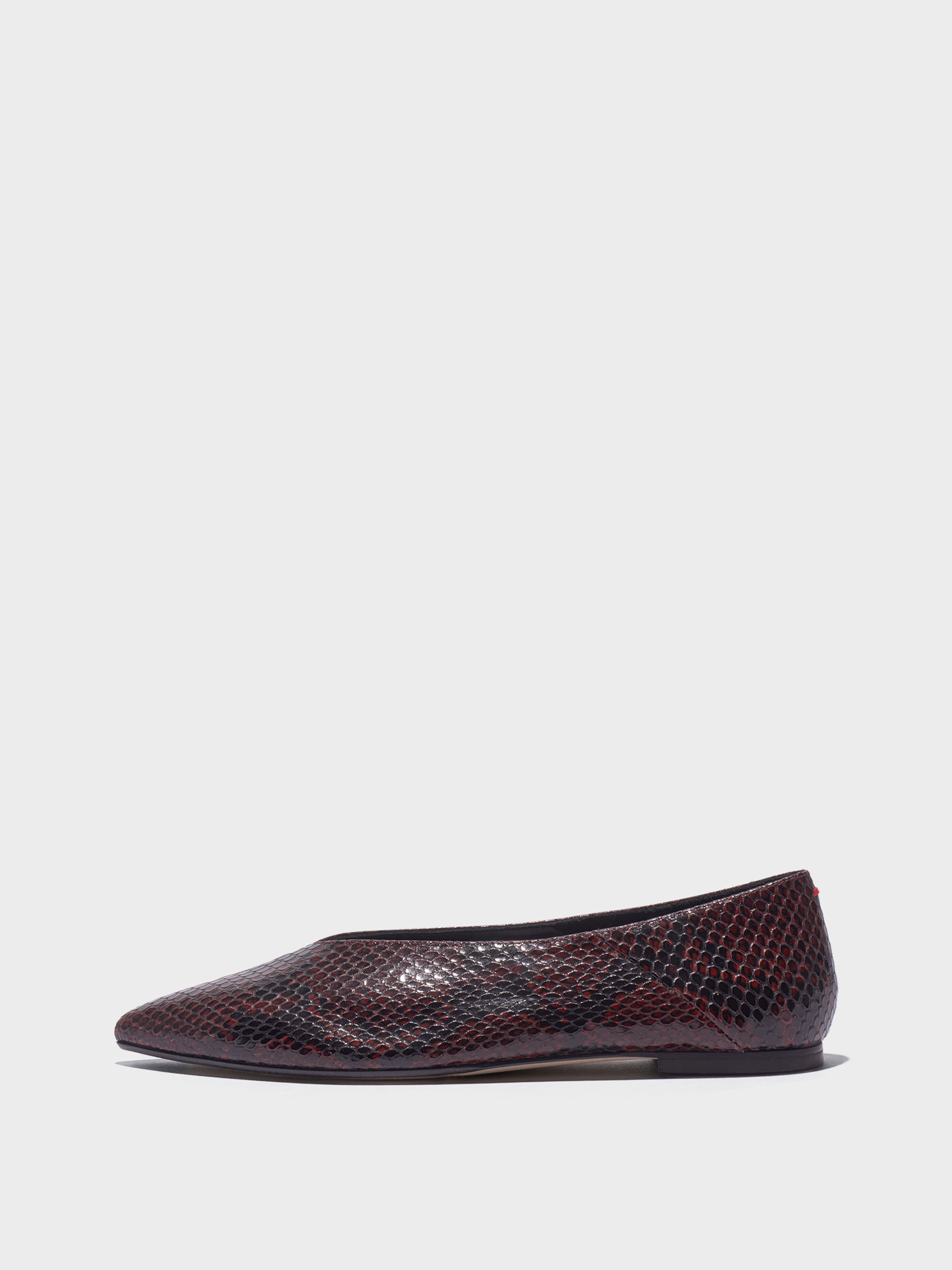 Aeyde | Moa Pointed-Toe Flats Leather Flats for Women | Port Snake | Pointed Toe | Flat Heel | Side View