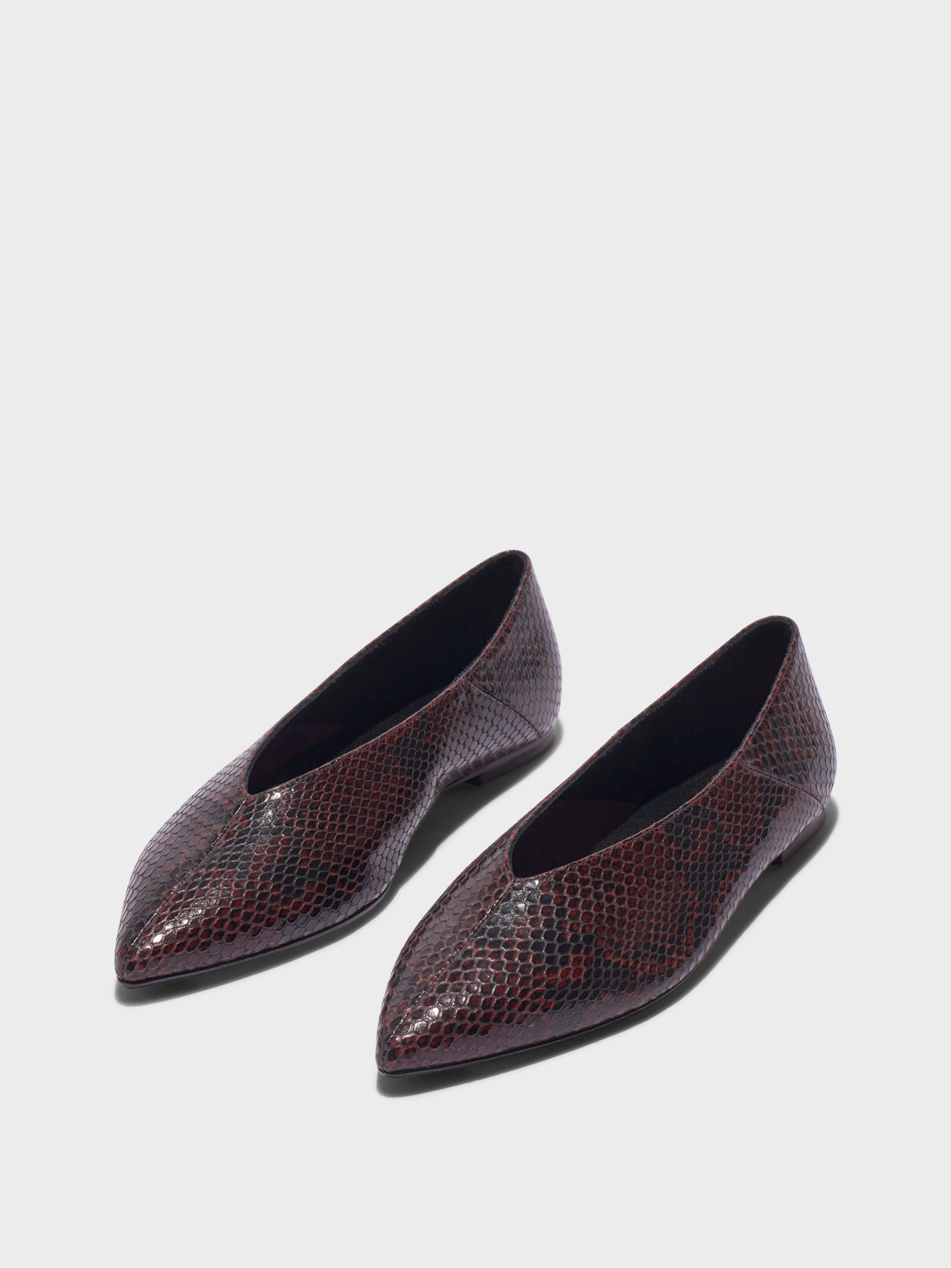 Aeyde | Moa Pointed-Toe Flats Leather Flats for Women | Port Snake | Pointed Toe | Flat Heel | Luxury Materials | Handmade in Italy